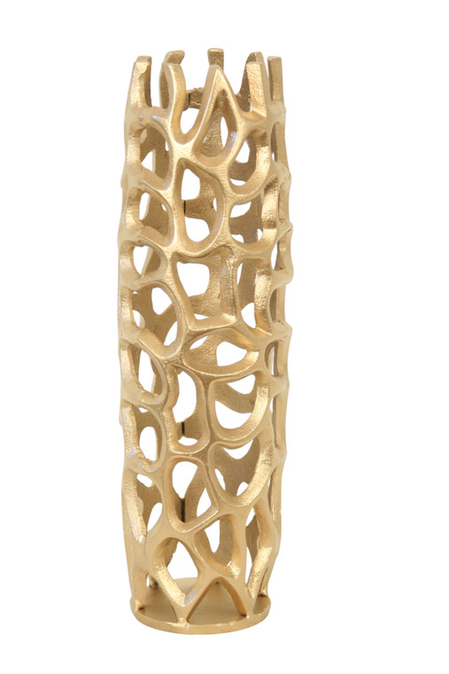 Honeycomb Lantern Open Weave Vase in Gold