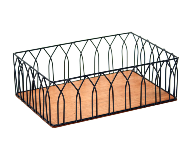 Wire Rect Basket with Wood Bottom Without Handles