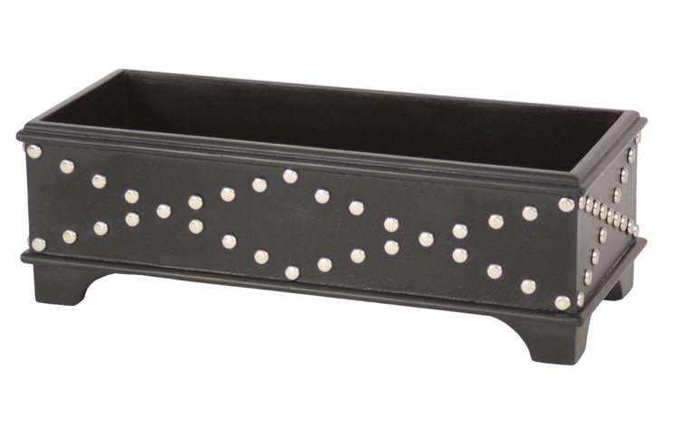 Leather Box with Silver Rivet Black Apache Leather