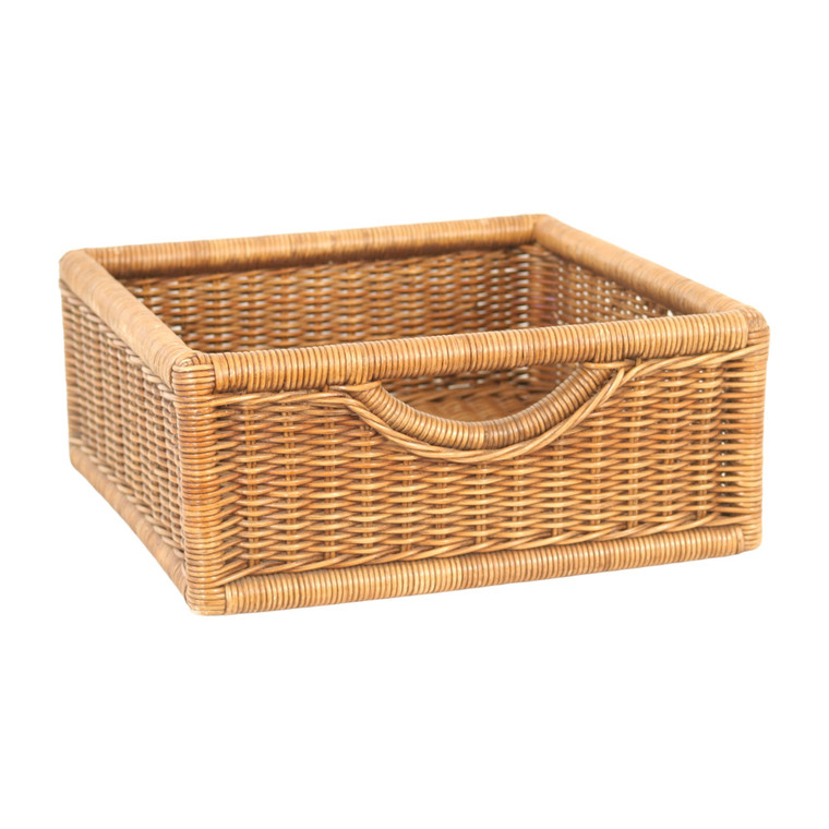 Woven Rattan Shelf Basket with Woven Rattan Handholds