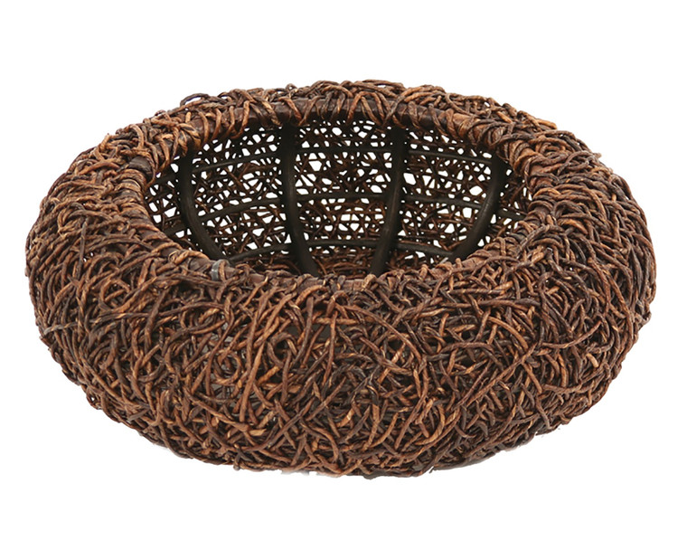Round Crazy Abaca Basket in Dark Brown