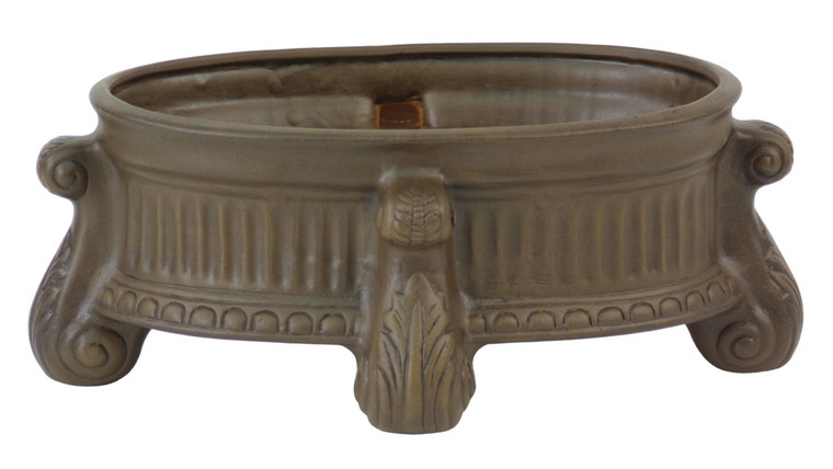 Oval Footed Traditional Feather Planter White Washed Terra Cottta