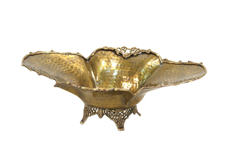 Antique Brass Oval Footed Planter