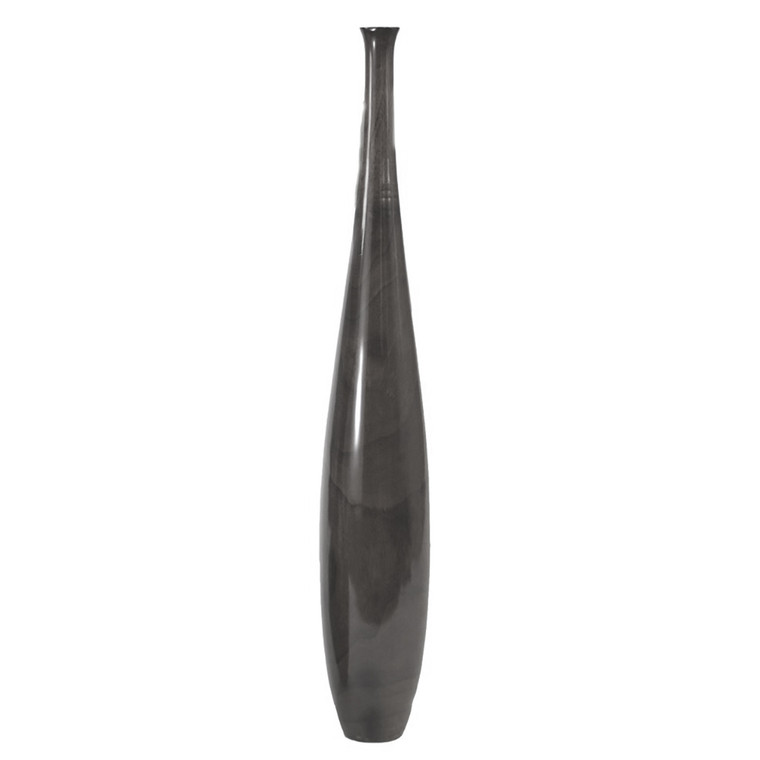 43" Slender Wood Vase In Black
