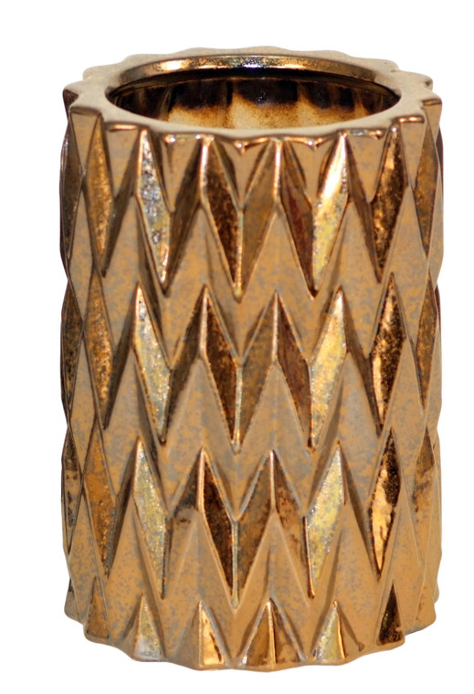 Small Zig Zag Burnt Gold Cylinder Vase (Sold in Multiples of 2)