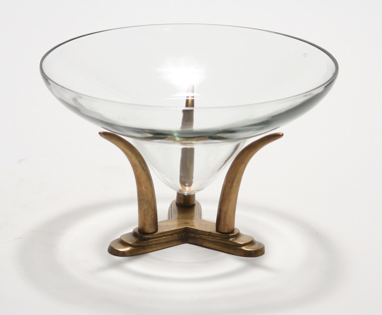 Lead Crystal with Antique Brass Tusk Base Lg