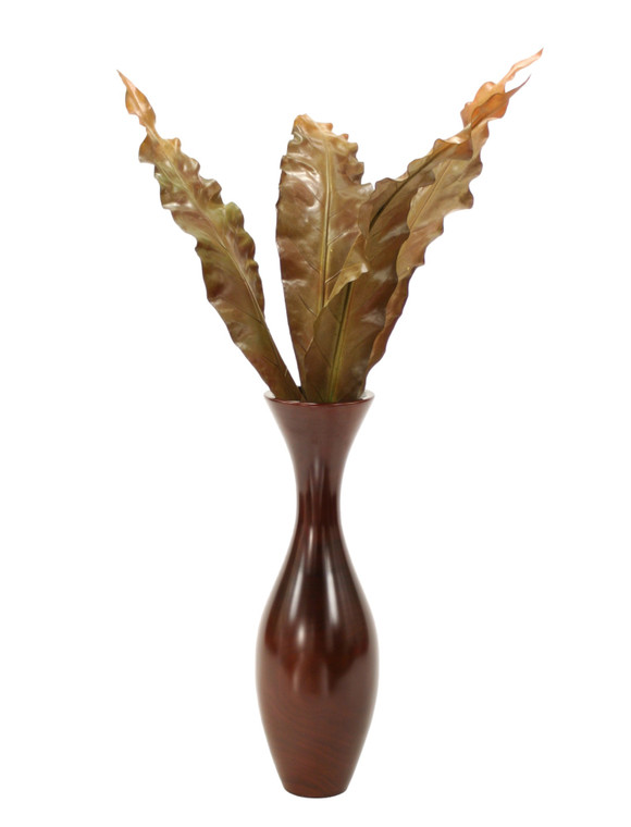 Brown Anthurium Leaves (Drop-Ins) in Flared Wood Vase