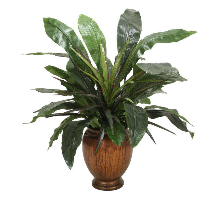 Aspidistra Plant in Gold Leaf Ginger Jar Vase