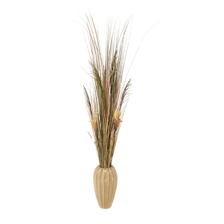 Plume Reeds with Millet and Natural Grasses in Milu Vase