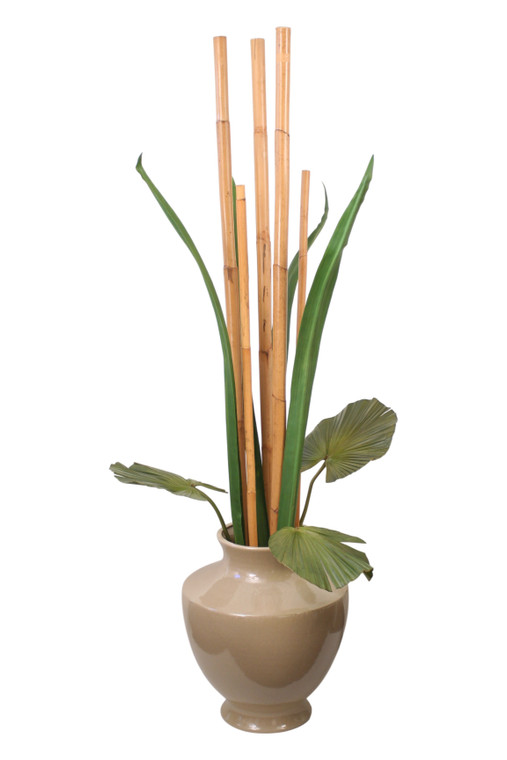 8' Bamboo Tree  with Tropical Greenery in Shellish Sand Planter