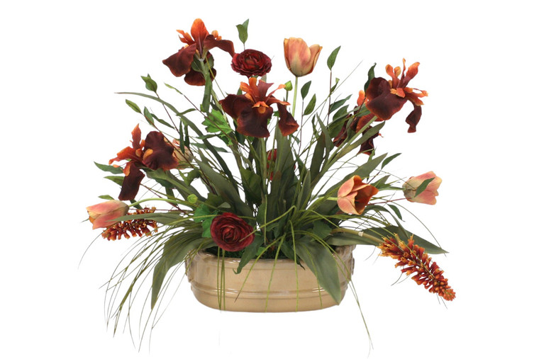 Rich Fall Tones in Tan Ceramic Planter