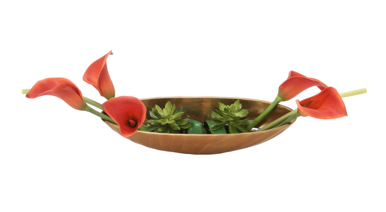 Rust Calla Lilies in Low Brass Tray