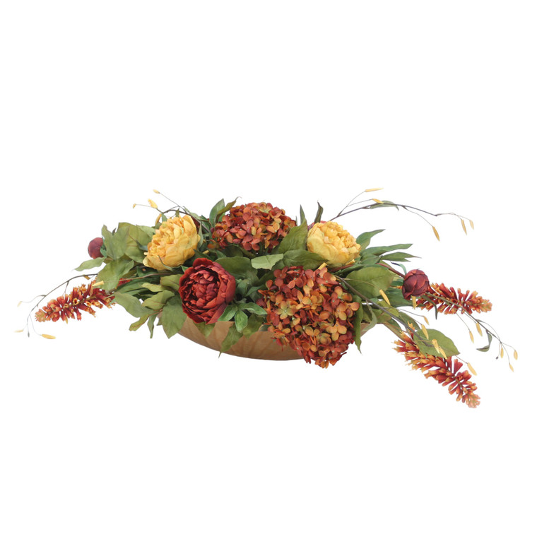 Rust and Gold Mixed Flowers in Gold Container