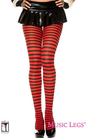 Music Legs Black and Red Thin Stripe 