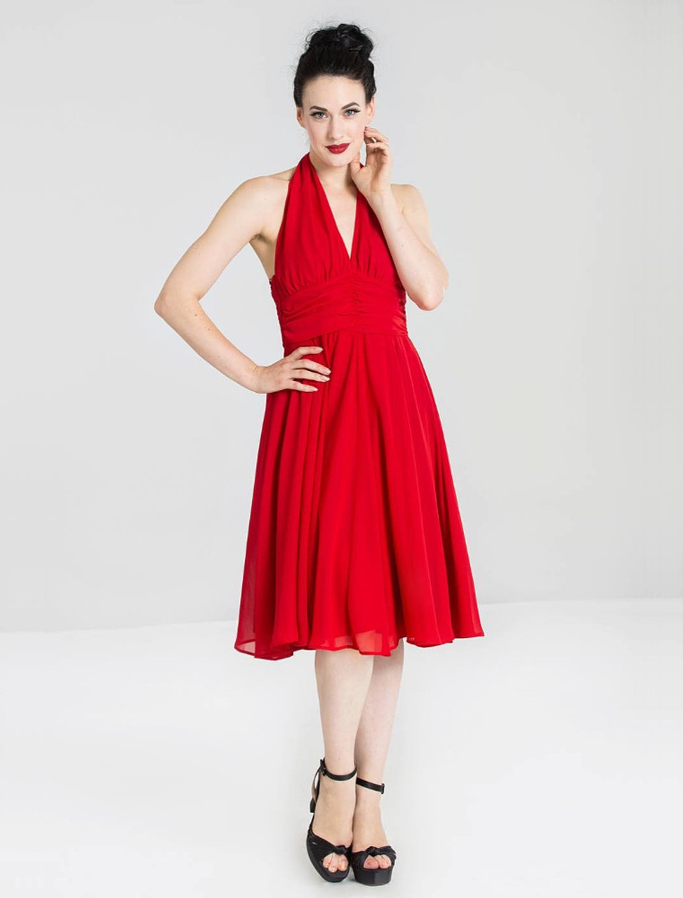 Hell Bunny Monroe Dress: Red - Large - Suicide Glam Australia