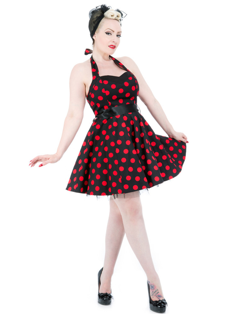 hearts and roses polka dot dress