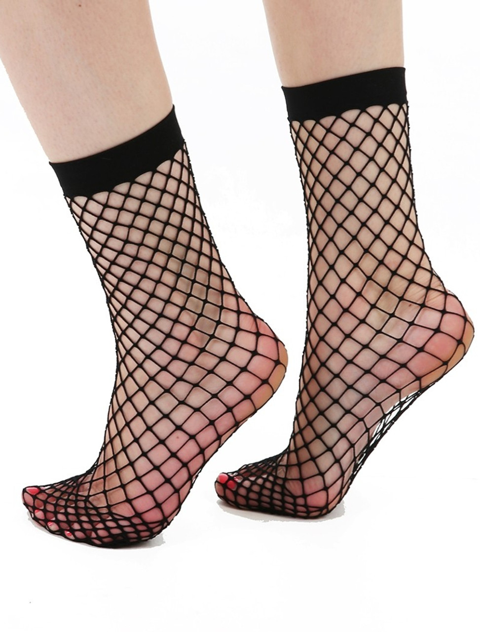 Pamela Mann Extra Large Net Ankle Socks: Black - Suicide Glam Australia