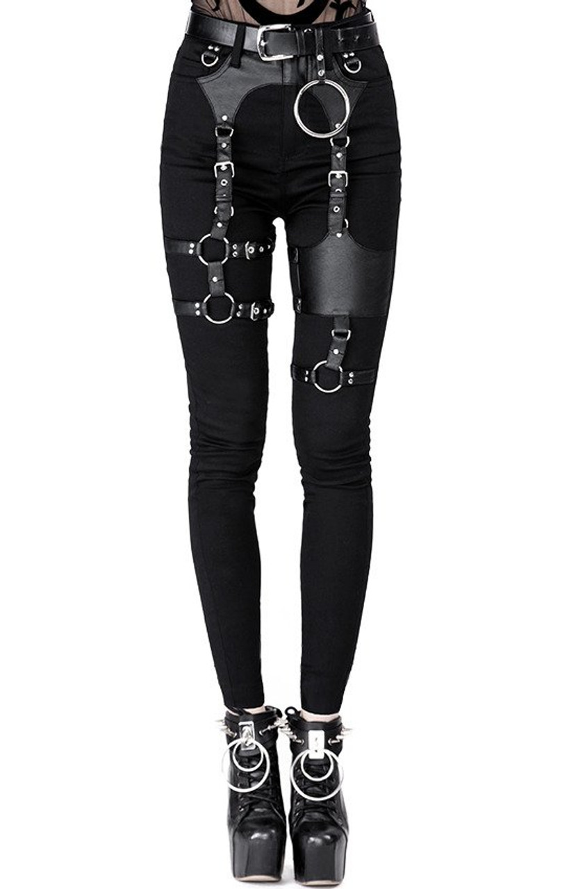 Restyle Black Harness Jeans - Large and XL - Suicide Glam Australia