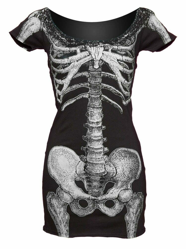 Kreepsville 666 Skeleton Tunic Dress: White - 2XL and 3XL