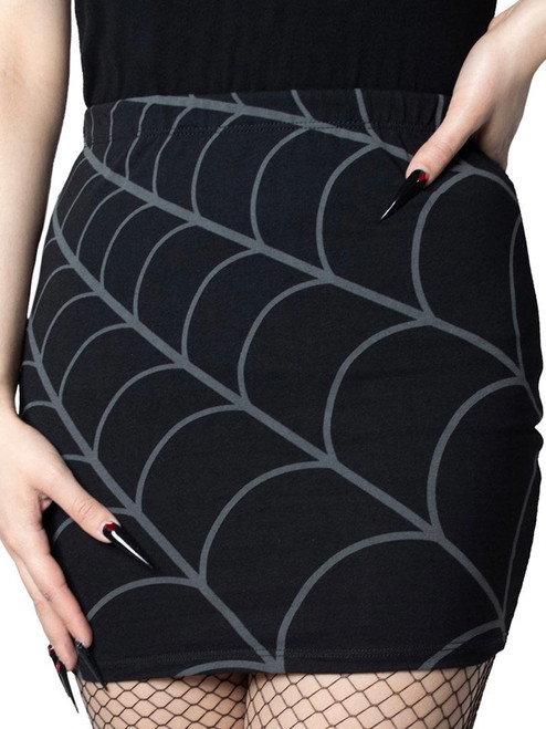 Kreepsville 666 Spiderweb Mini Skirt: Grey - Large and 3XL Kreepsville 666 Spiderweb Mini Skirt: Grey - Large and 3XL