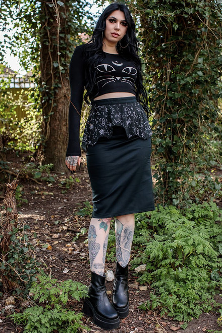 Coven United Moonprint Peplum Pencil Skirt - XS to 4XL Coven United Moonprint Peplum Pencil Skirt - XS to 4XL