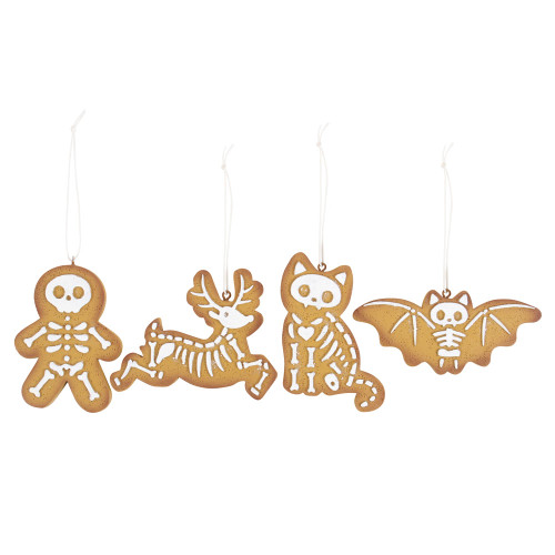 Creepy Christmas Skeleton Cookie Ornaments: Gingerbread - Set of 4 Creepy Christmas Skeleton Cookie Ornaments: Gingerbread - Set of 4