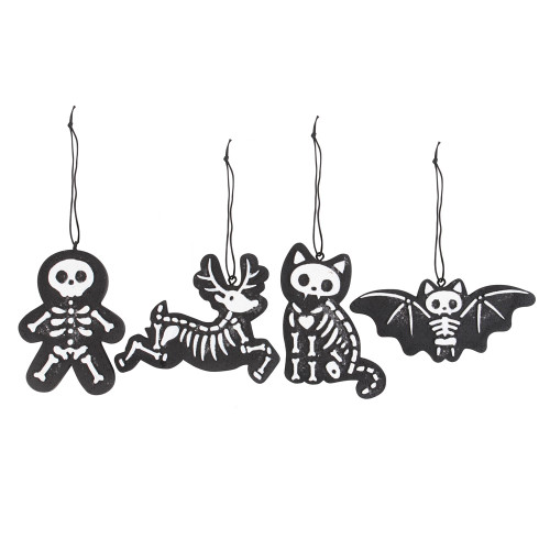 Creepy Christmas Skeleton Cookie Ornaments: Black - Set of 4 Creepy Christmas Skeleton Cookie Ornaments: Black - Set of 4