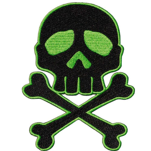 Kreepsville 666 Skull & Cross Bones Patch: Black / Toxic Green