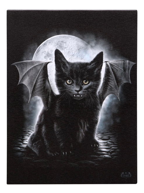 Spiral Bat Cat Canvas Plaque Spiral Bat Cat Canvas Plaque