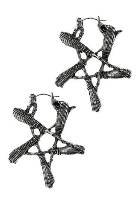Restyle Broom Pentagram Earrings: Silver Restyle Broom Pentagram Earrings: Silver