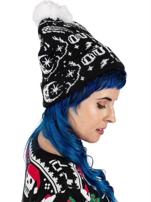 Too Fast Ouija Magic Pom Pom Knit Beanie