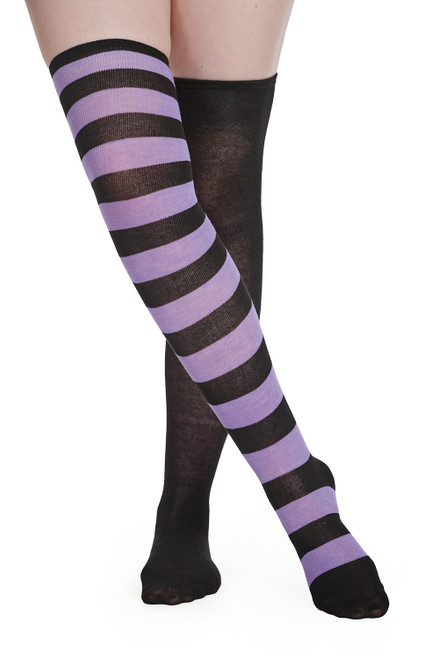 Banned Frances Over Knee Socks: Black / Purple