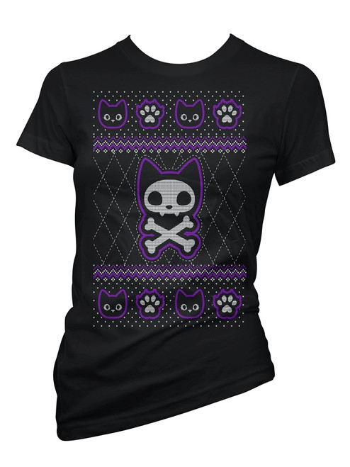 Pinky Star Crossbone Cat Christmas Sweater T-Shirt Pinky Star Crossbone Cat Christmas Sweater T-Shirt