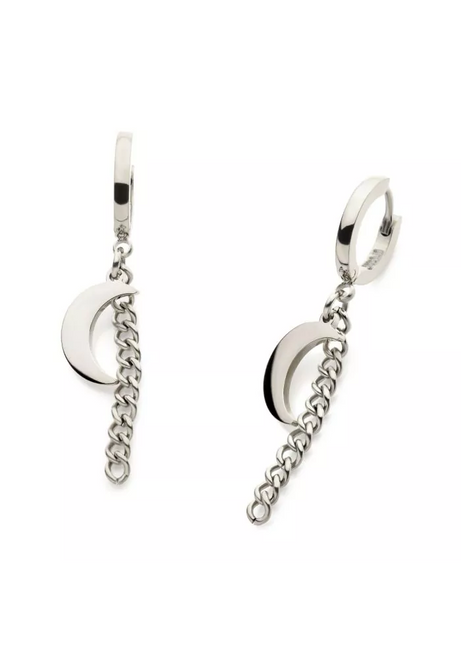 BodyVibe Crescent Moon Chain Huggie Earrings (Pair) BodyVibe Crescent Moon Chain Huggie Earrings (Pair)