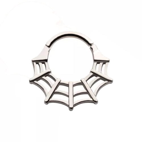 BodyVibe Spider Web Hinged Clicker: Silver BodyVibe Spider Web Hinged Clicker: Silver