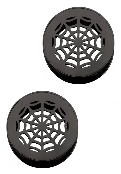 BodyVibe Black Cut Out Spider Web Plugs (Pair) BodyVibe Black Cut Out Spider Web Plugs (Pair)
