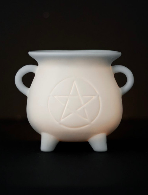 White Pentagram Cauldron Oil Burner White Pentagram Cauldron Oil Burner