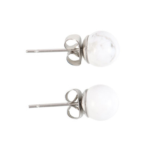 Crystal Stud Earrings: Howlite - Restful Sleep Crystal Stud Earrings: Howlite - Restful Sleep