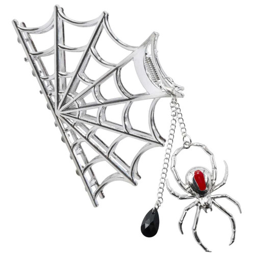 Kreepsville 666 Spider Charm Web Claw Clip: Silver