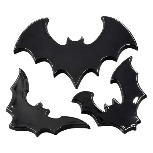 Kreepsville 666 Motor Macabre Stick On Emblem: Black Flying Bat Set Kreepsville 666 Motor Macabre Stick On Emblem: Black Flying Bat Set