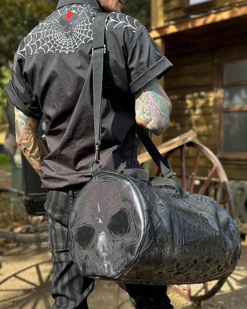 Kreepsville 666 Black Skull Barrel Bag - Suicide Glam Australia