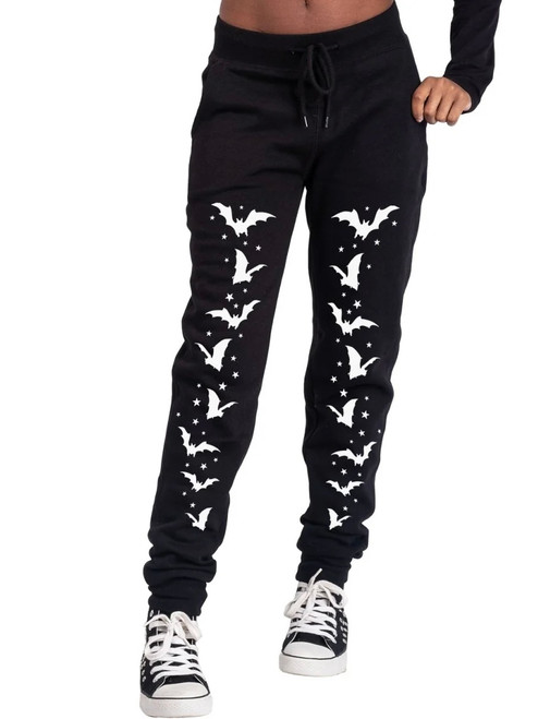 Too Fast Bats and Stars Fleece Sweatpants: Black / White - Small Too Fast Bats and Stars Fleece Sweatpants: Black / White - Small