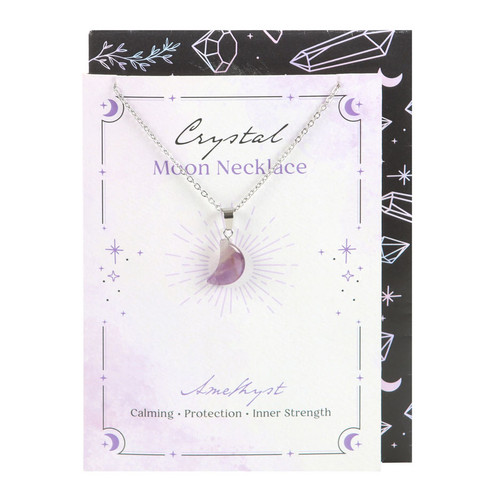 Crystal Moon Necklace On Greeting Card: Amethyst Crystal Moon Necklace On Greeting Card: Amethyst