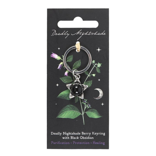 Deadly Nightshade Berry Keyring with Black Obsidian Deadly Nightshade Berry Keyring with Black Obsidian