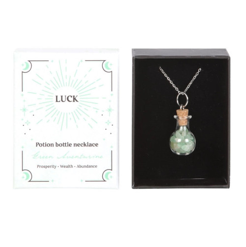 Crystal Chip Potion Bottle Necklace: Luck - Green Aventurine Crystal Chip Potion Bottle Necklace: Luck - Green Aventurine