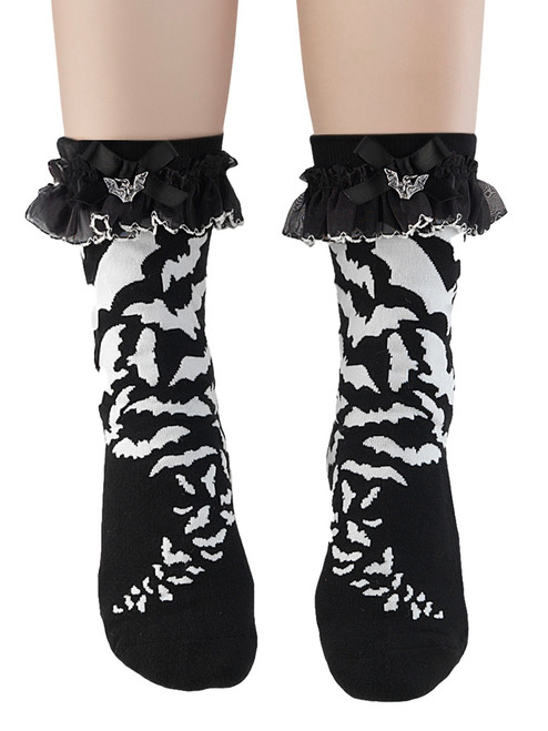 Demonia Bat Ruffle Socks