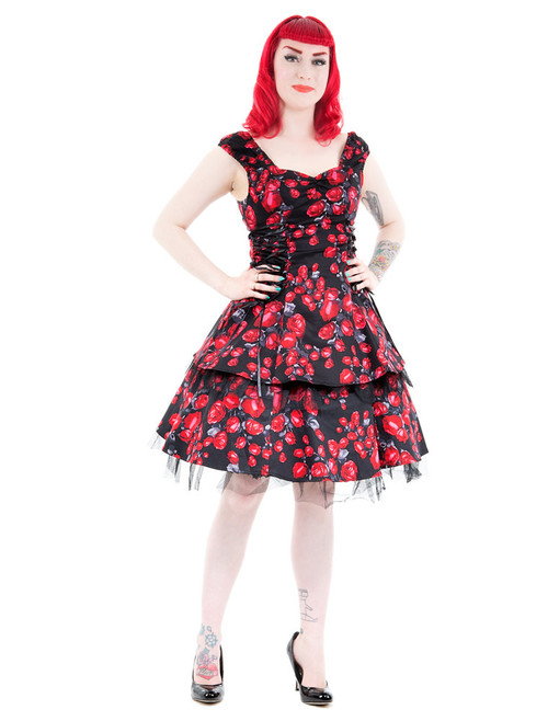 Hearts and Roses Red Rose Tea Dress