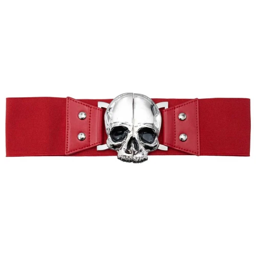 Kreepsville 666 Elastic Belt: Skull - Red