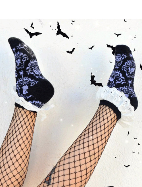 Too Fast Victorian Gothic Damask Ankle Socks Too Fast Victorian Gothic Damask Ankle Socks