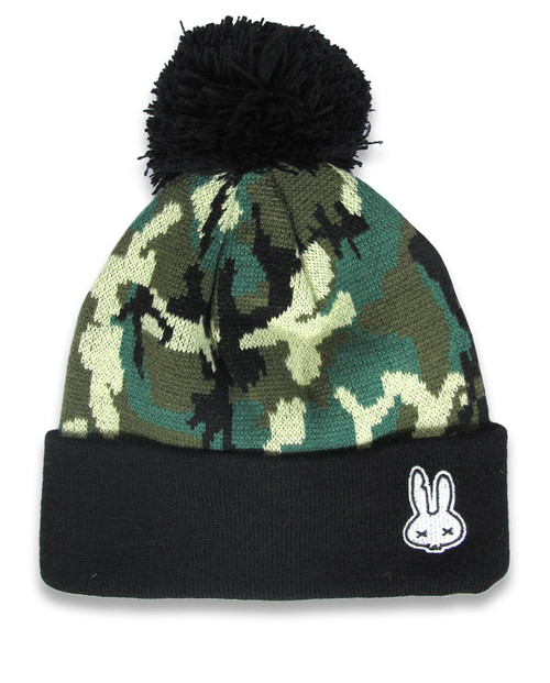 Six Bunnies Pom-Pom Beanie: Camo